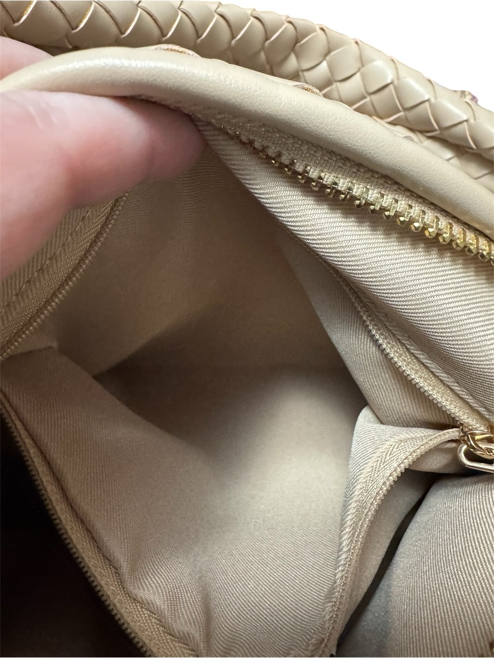 A New Day Woven Vegan Leather Hobo Bag in Beige - Picture 3 of 8